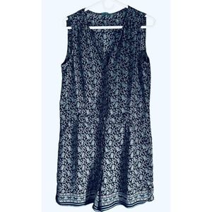 Fleur Bleue Romper Womens Size 12 Navy Blue Floral V-Neck Sleeveless Fully Lined